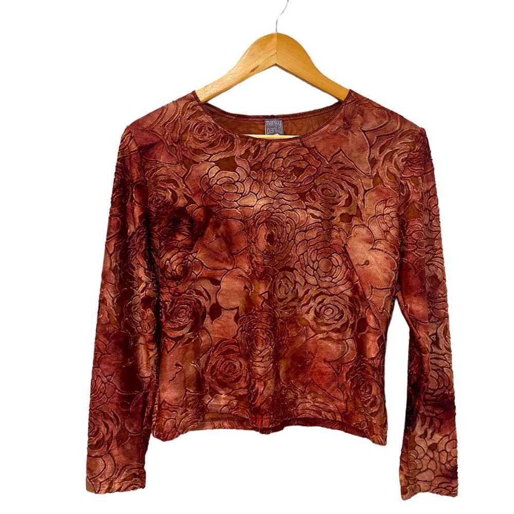 Hanky Panky Long Sleeve Velvet Embellished Top